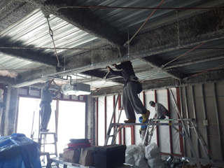 Ishinomaki-Higashi Nursery School under construction. October 2013 Construction work to install a floor heating in the building. Reinforcement placing.